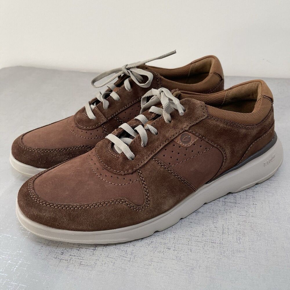 Clarks Gaskill Vibe Mens 8.5 M‎ Brown Leather Sneakers Shoes Ortholite Comfort